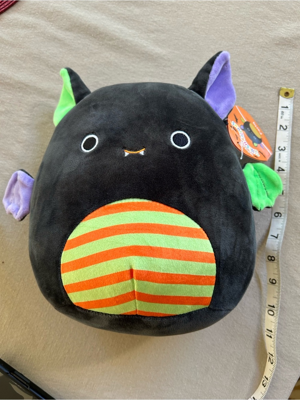 Squishmallow, Fariq, Plush Bat Stuffed Toy - Black with Green & Purple Accent